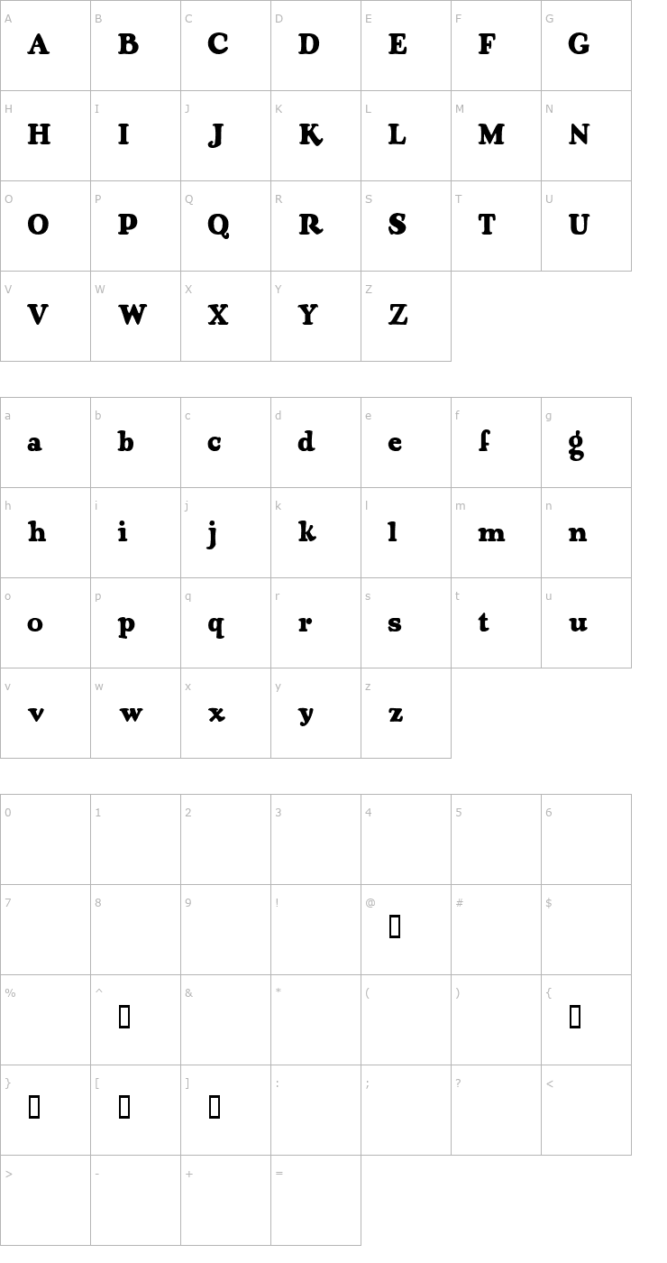 Character Map Bastion Demo Font
