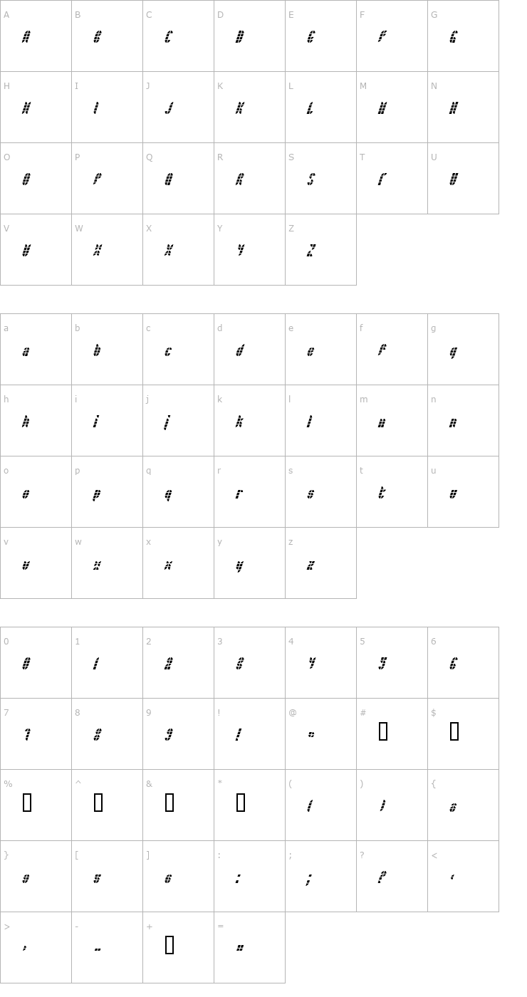 Character Map Bath LightItalic Font