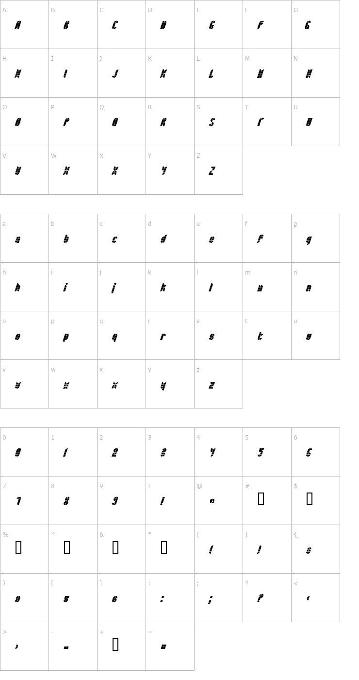 Character Map Bath NormalItalic Font
