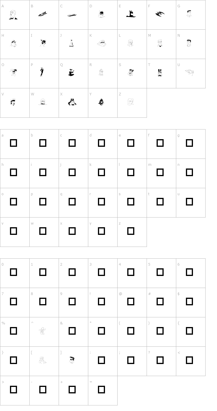 Character Map BatMan Font