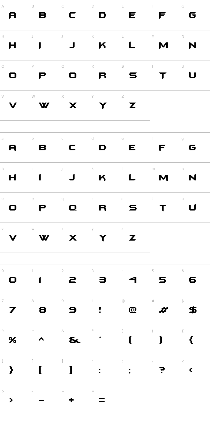 Character Map BatmanForeverAlternate Font