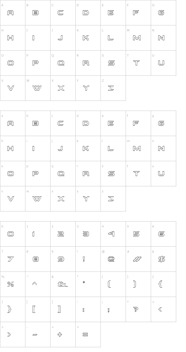 Character Map BatmanForeverOutline Font