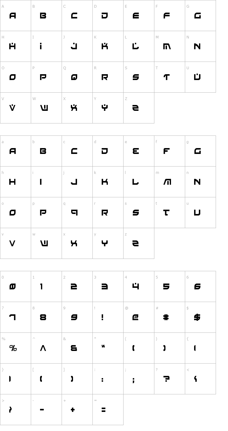 Character Map Battlefield Condensed Font