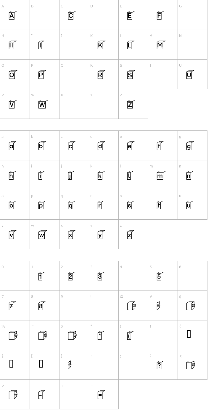 Character Map Bausteine Font