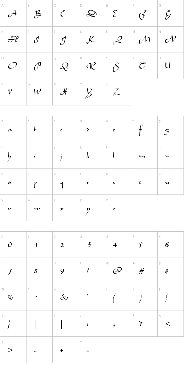 Character Map Bavand Regular Font