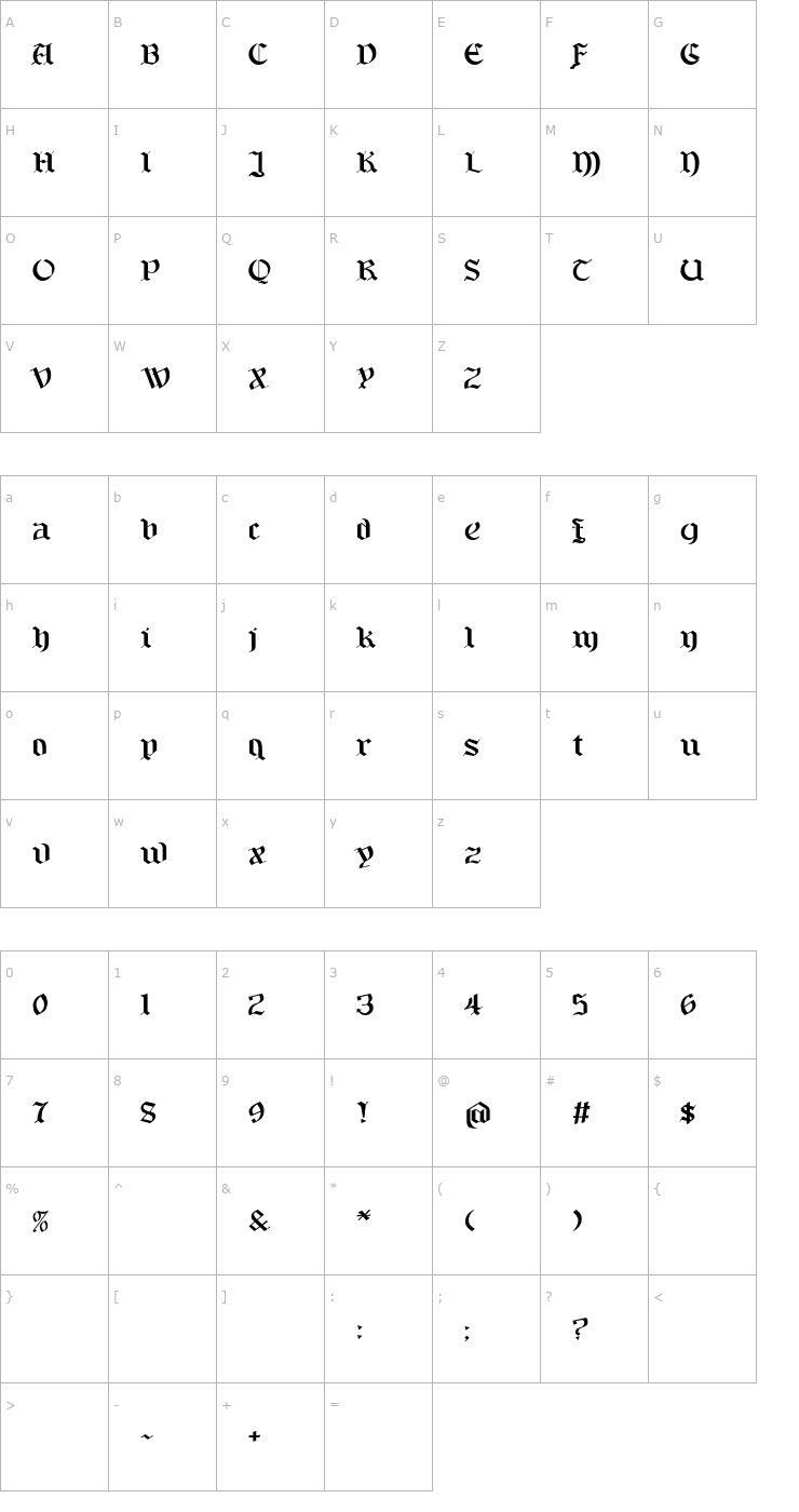 Character Map Bayern Font