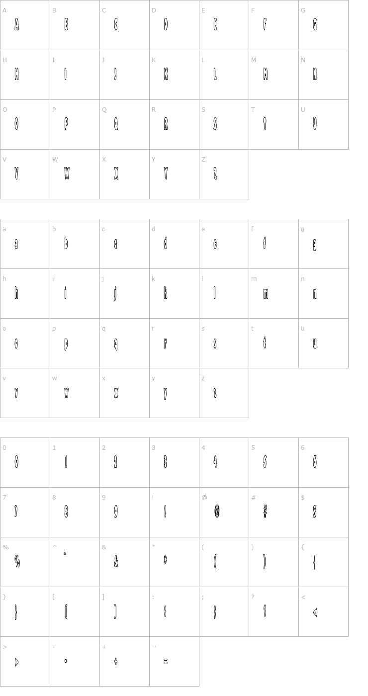 Character Map Bazzomba Font