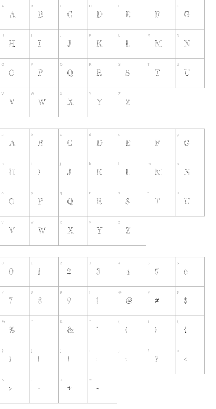 Character Map BB Petie Boy Font