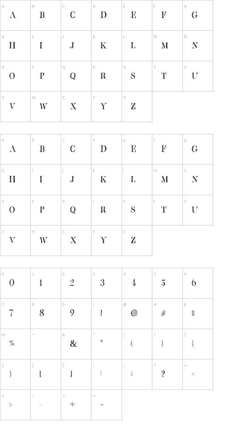 Character Map BB Petie Boy Heavy Font