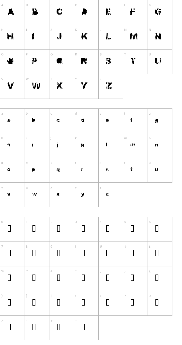 Character Map BBQcow moo Font