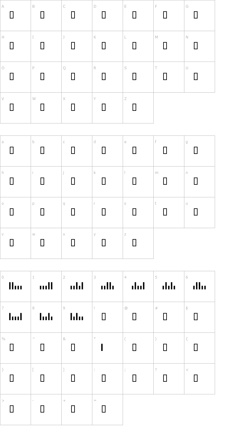 Character Map BC Postnet Font