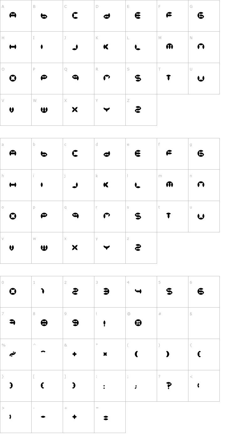 Character Map BD Beans Font