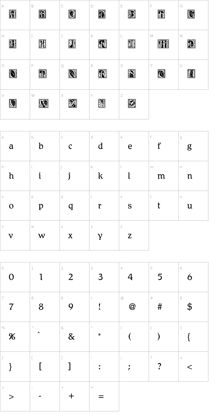 Character Map BD Renaissance Font