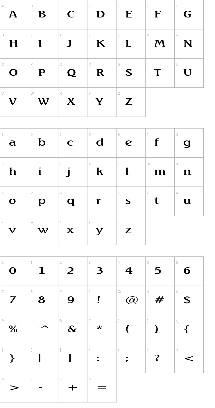 Character Map Beach Extended Normal Font