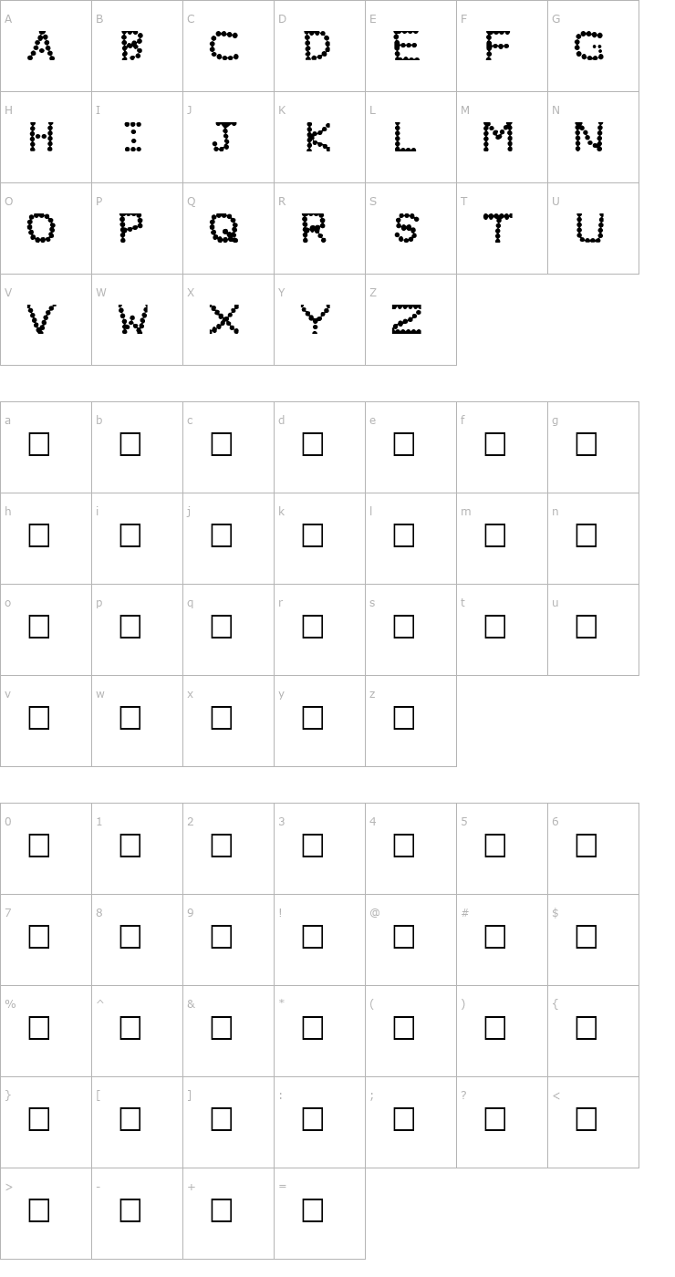 Character Map Beady Font