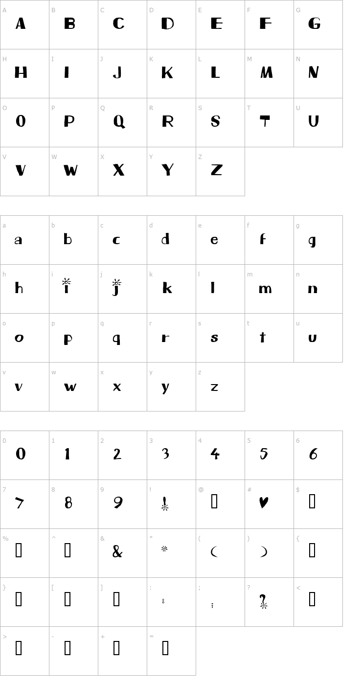 Character Map Beam Font