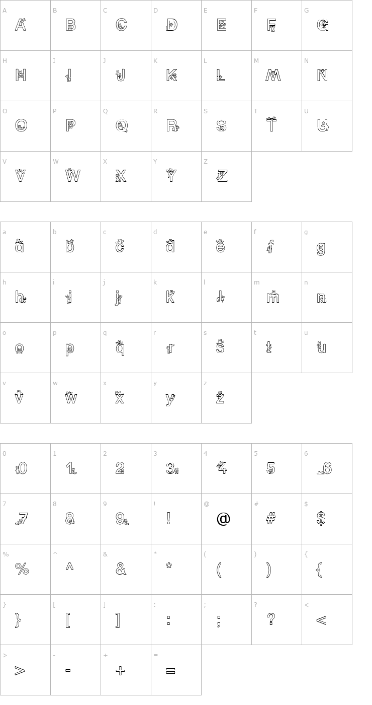 Character Map Bear Becker Font