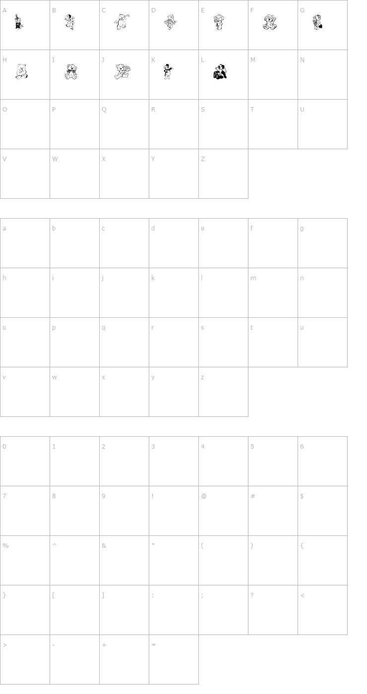 Character Map BearBats Font