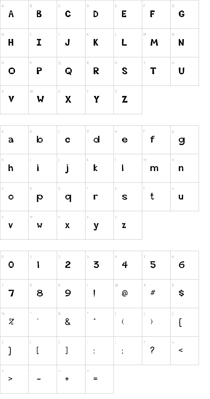 Character Map Beatsville Font