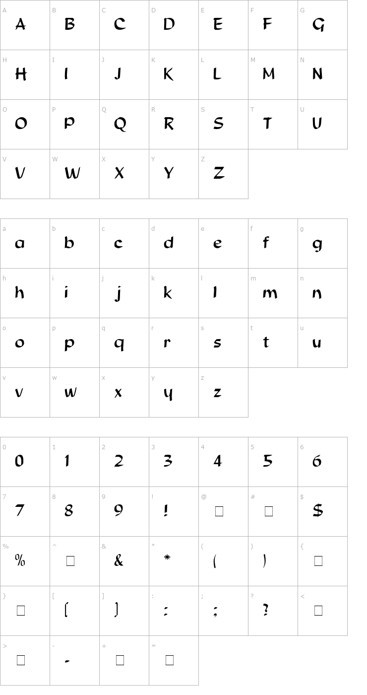 Character Map Beauregard Display SSi Font