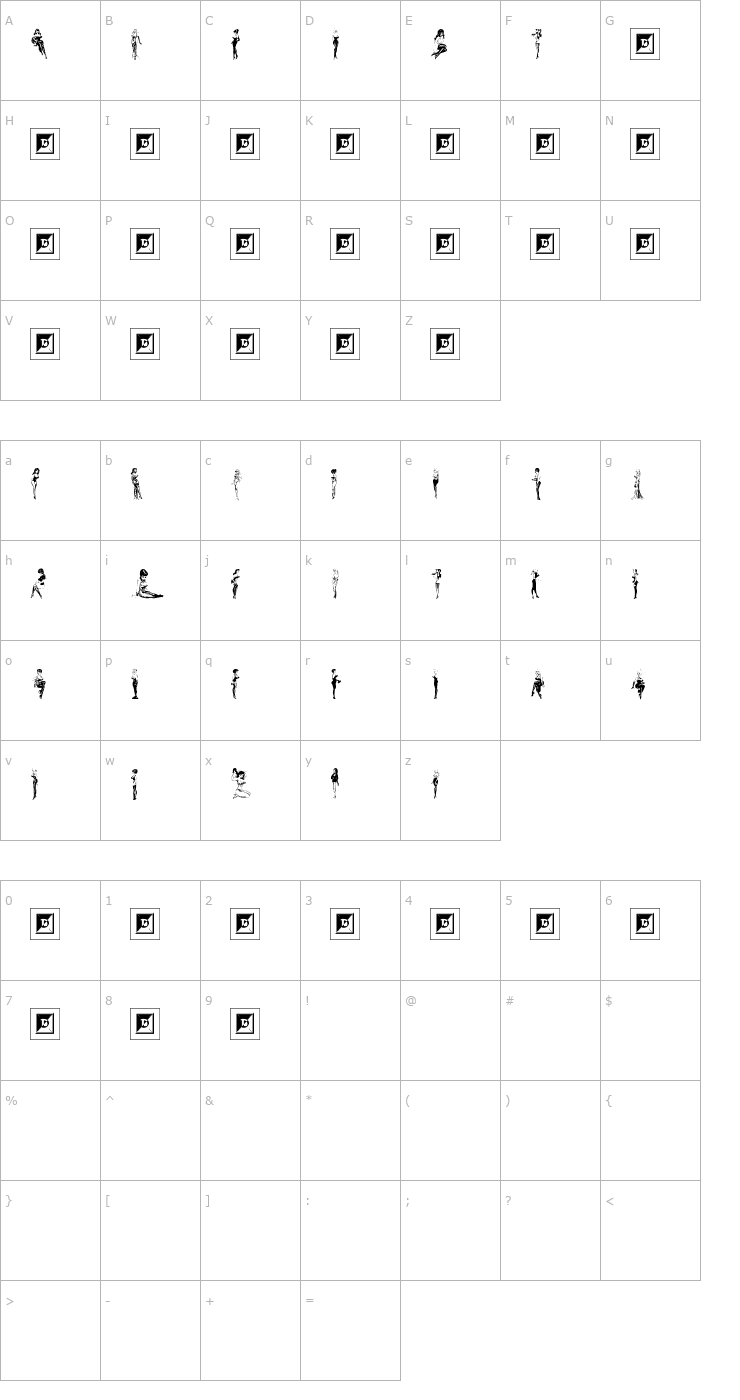 Character Map Beauties by Bill Ward Font