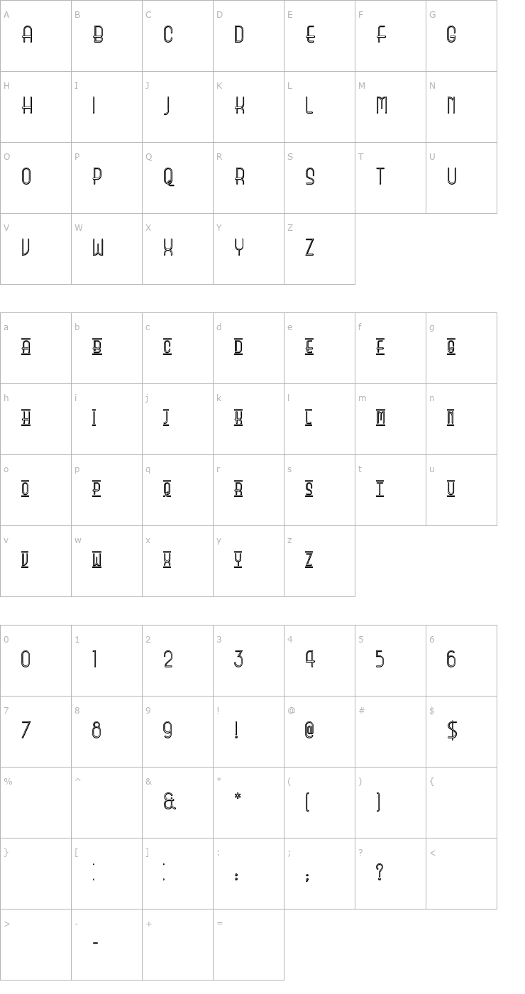 Character Map Beauty School Dropout II Font