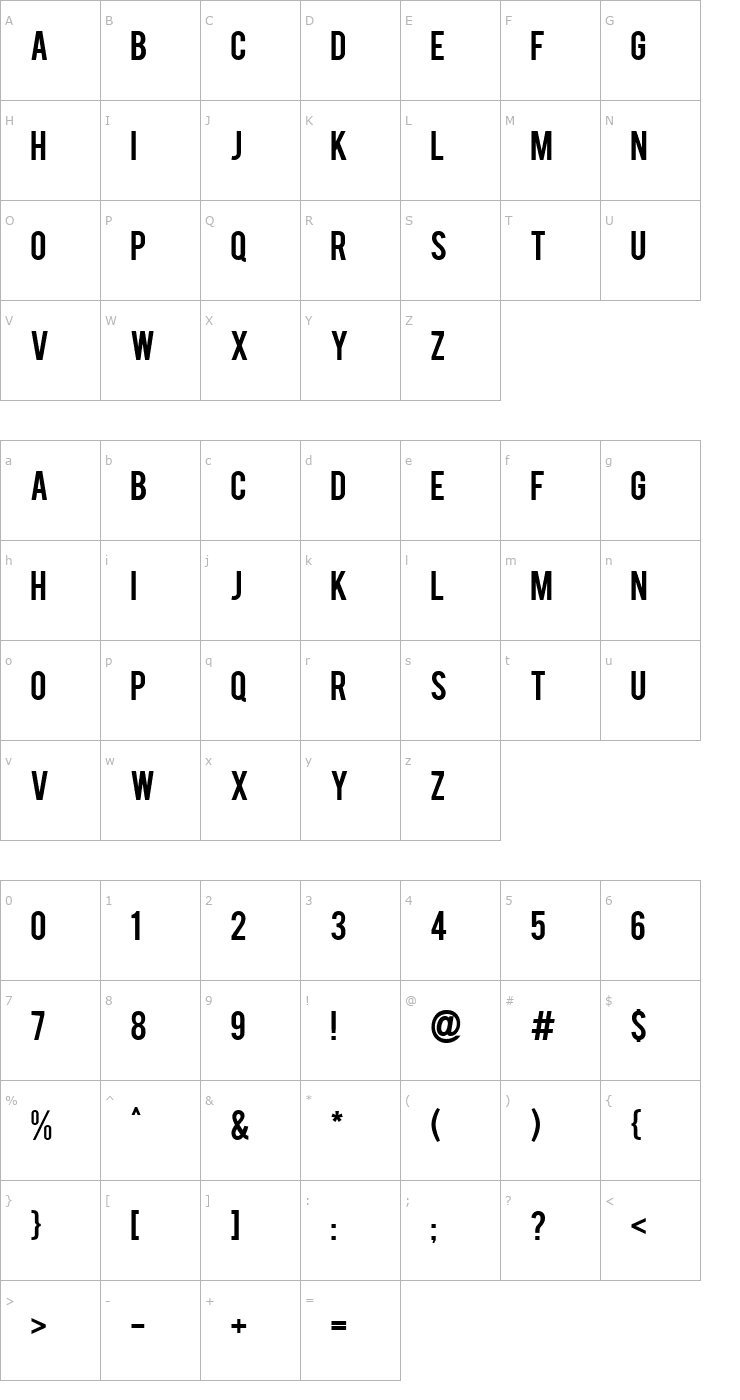 Character Map Bebas Font