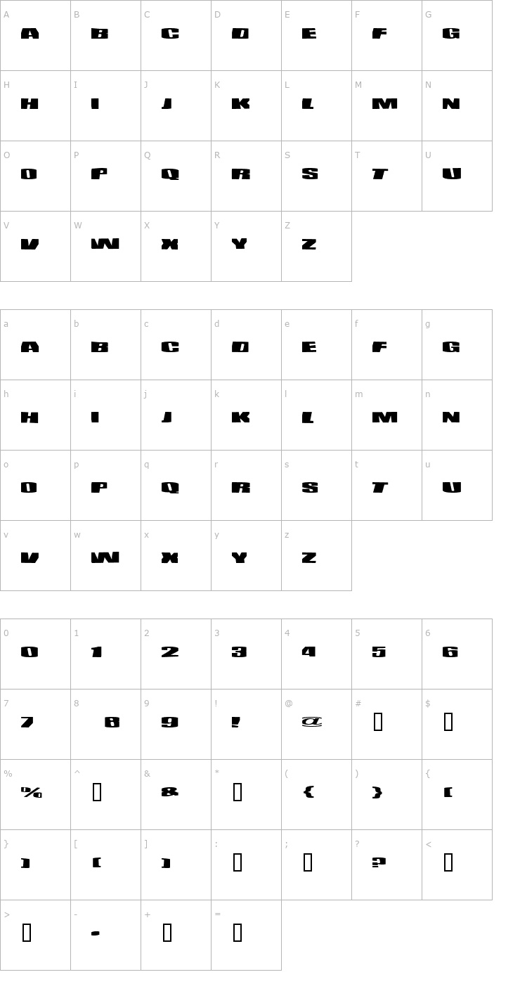 Character Map BeBop Font