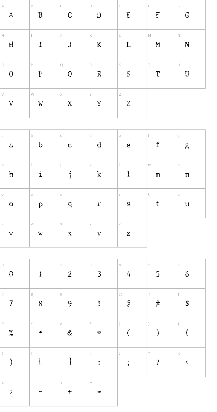 Character Map Beccaria Font