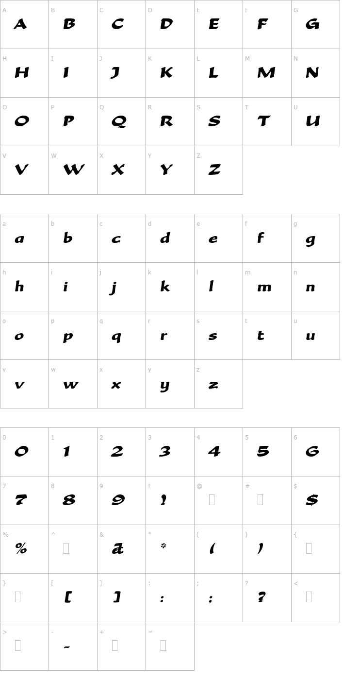 Character Map BeckaScriptPlain Font