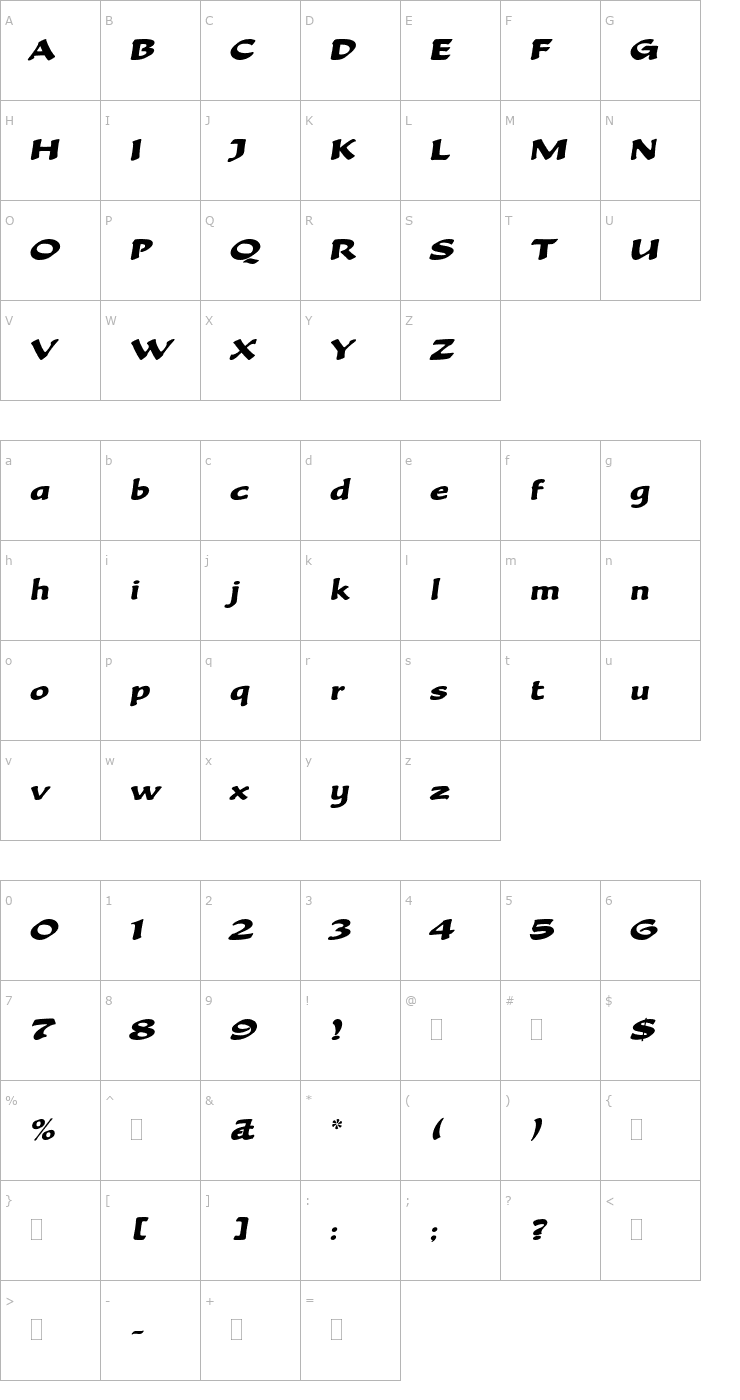 Character Map BeckaScriptPlain OTF Font