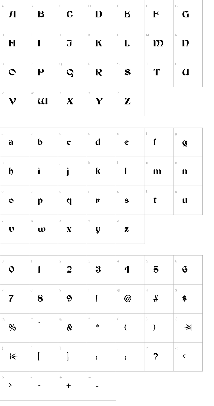 Character Map Becker Bold Font