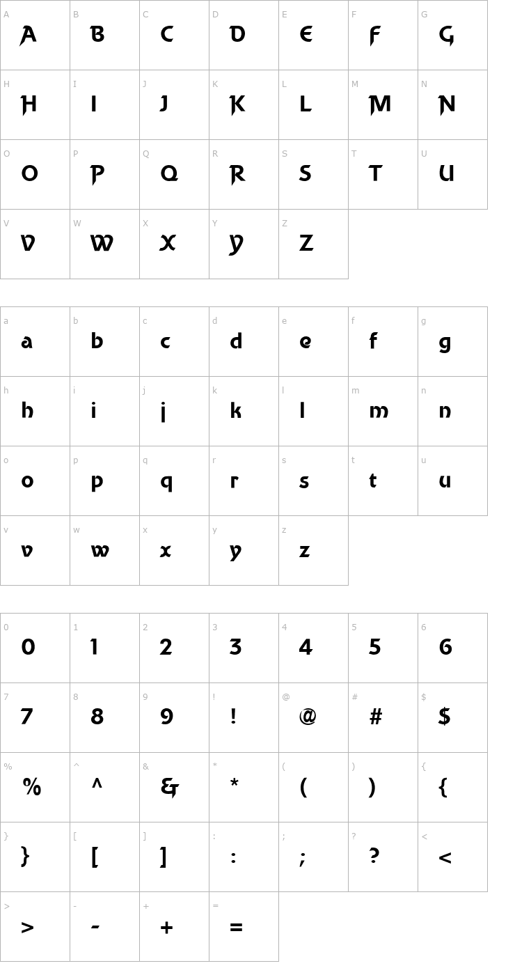 Character Map Becket LL Font