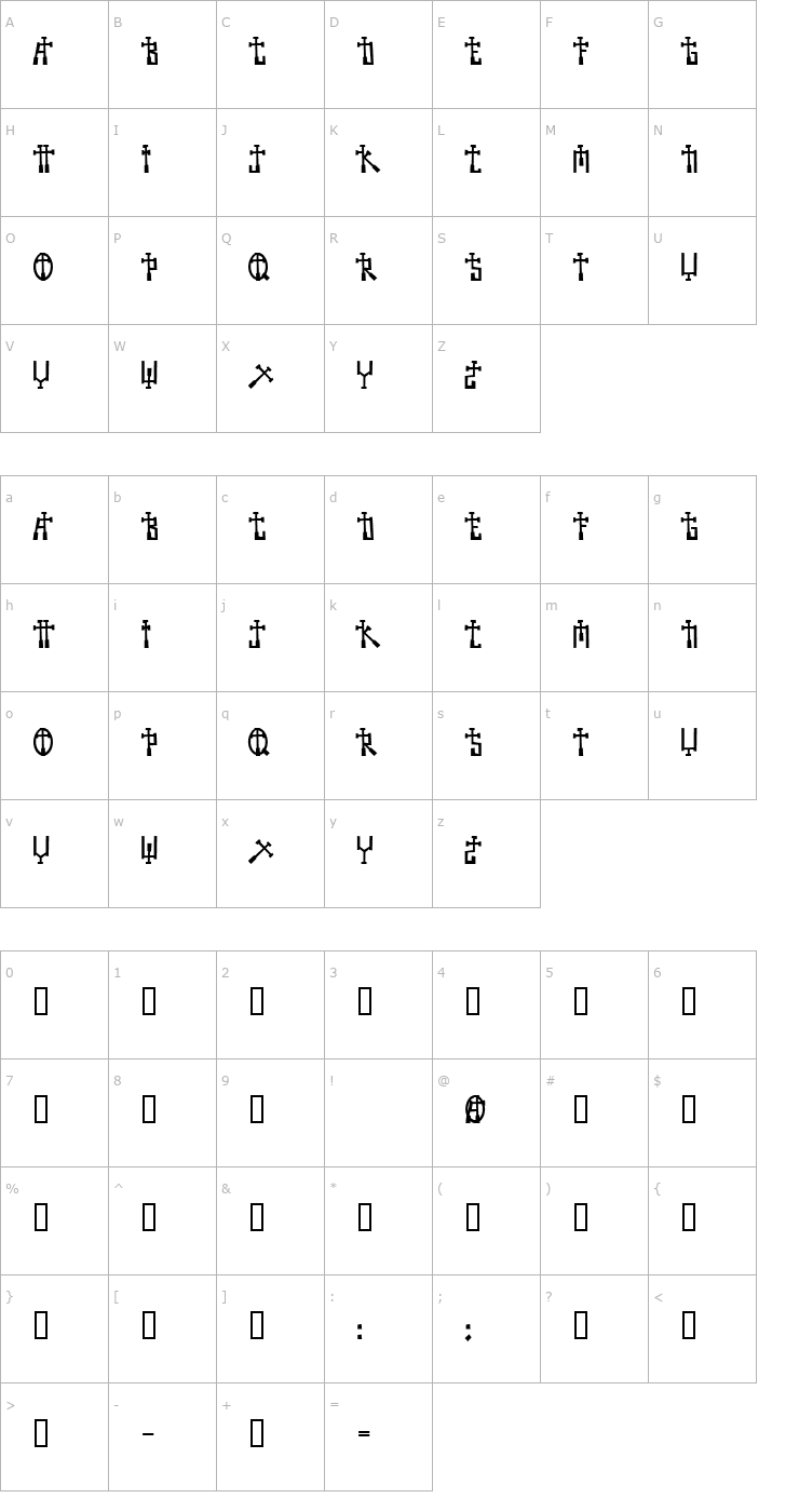 Character Map BECROSS Font