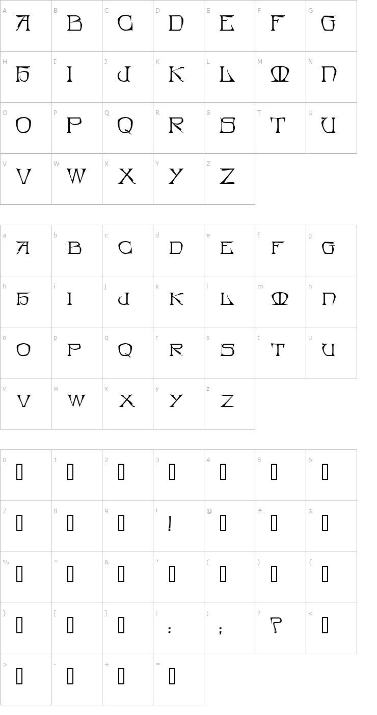 Character Map Bedegraine Font