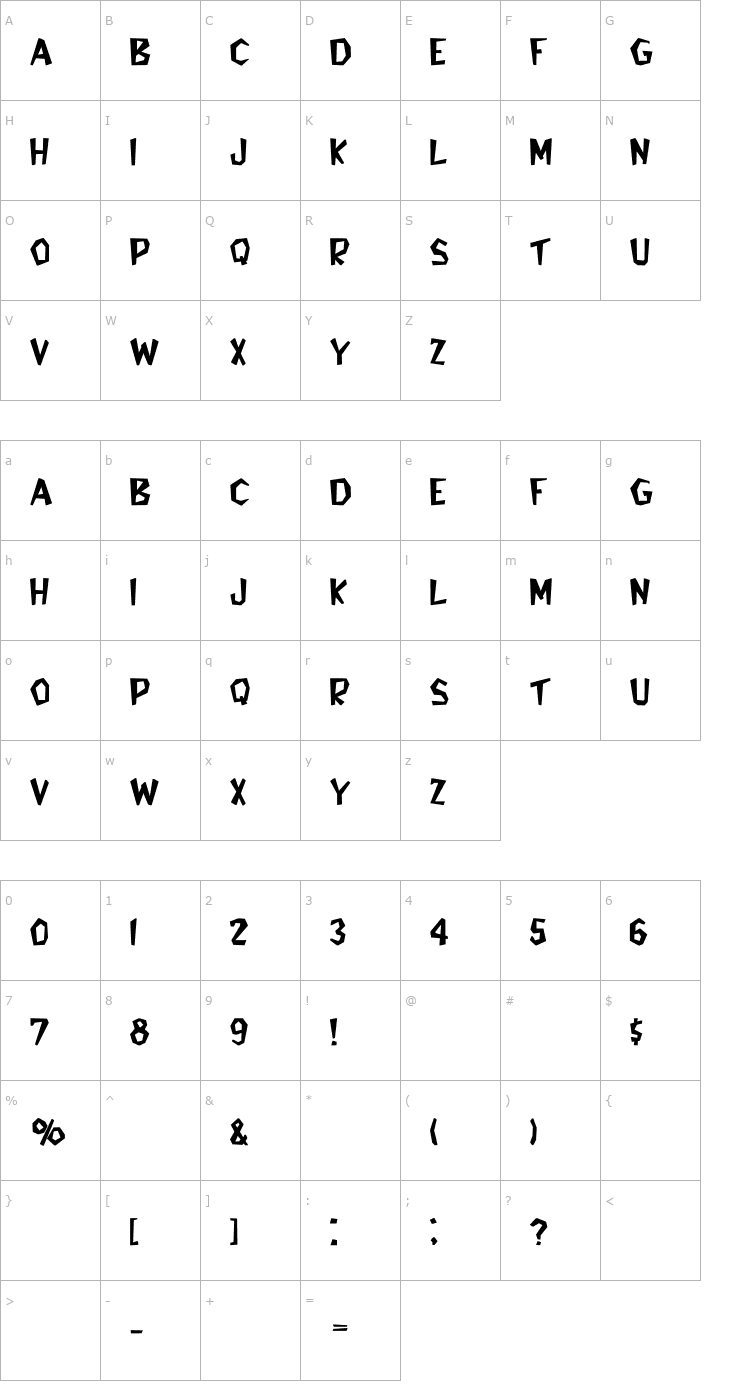 Character Map Bedrock-Light Bold Font