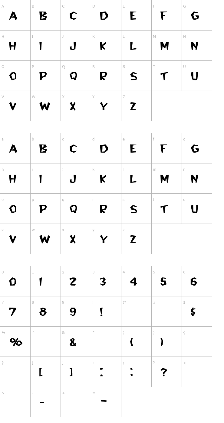 Character Map Bedrock-Light Wide Bold Font