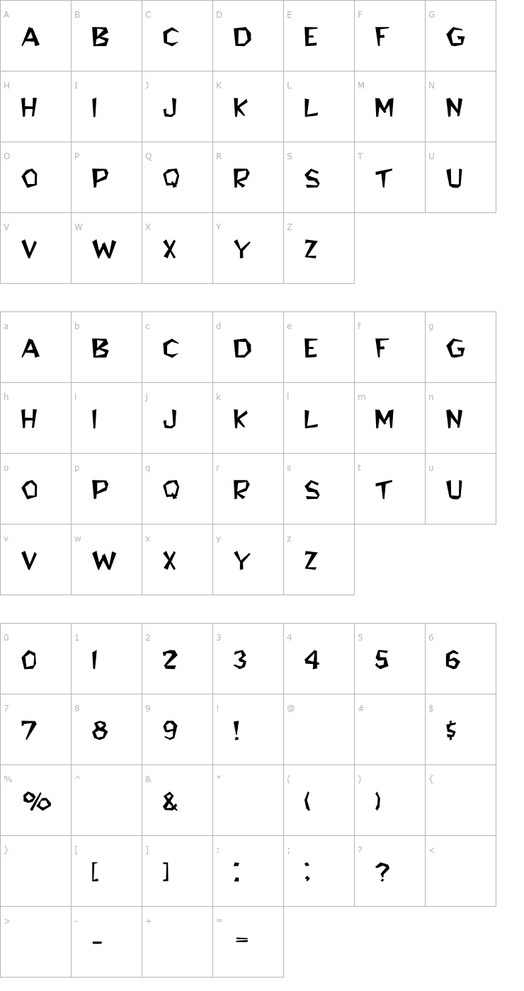 Character Map Bedrock-Light Wide Font