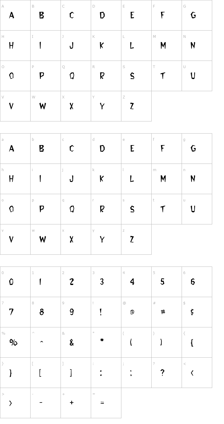 Character Map Bedrock Regular Font