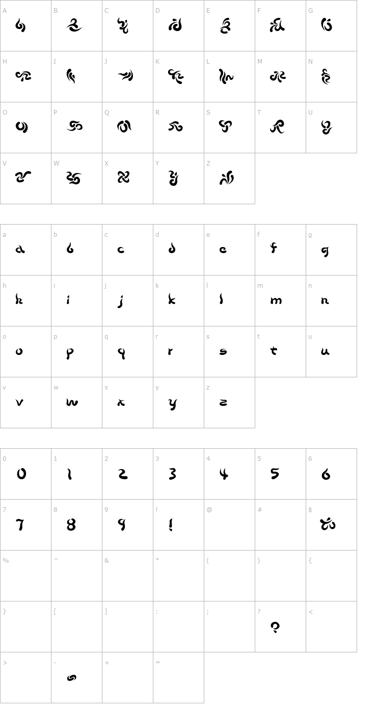 Character Map Beech Font