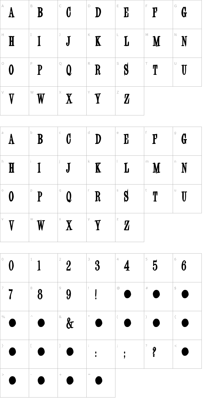 Character Map Beechwood45789 Font