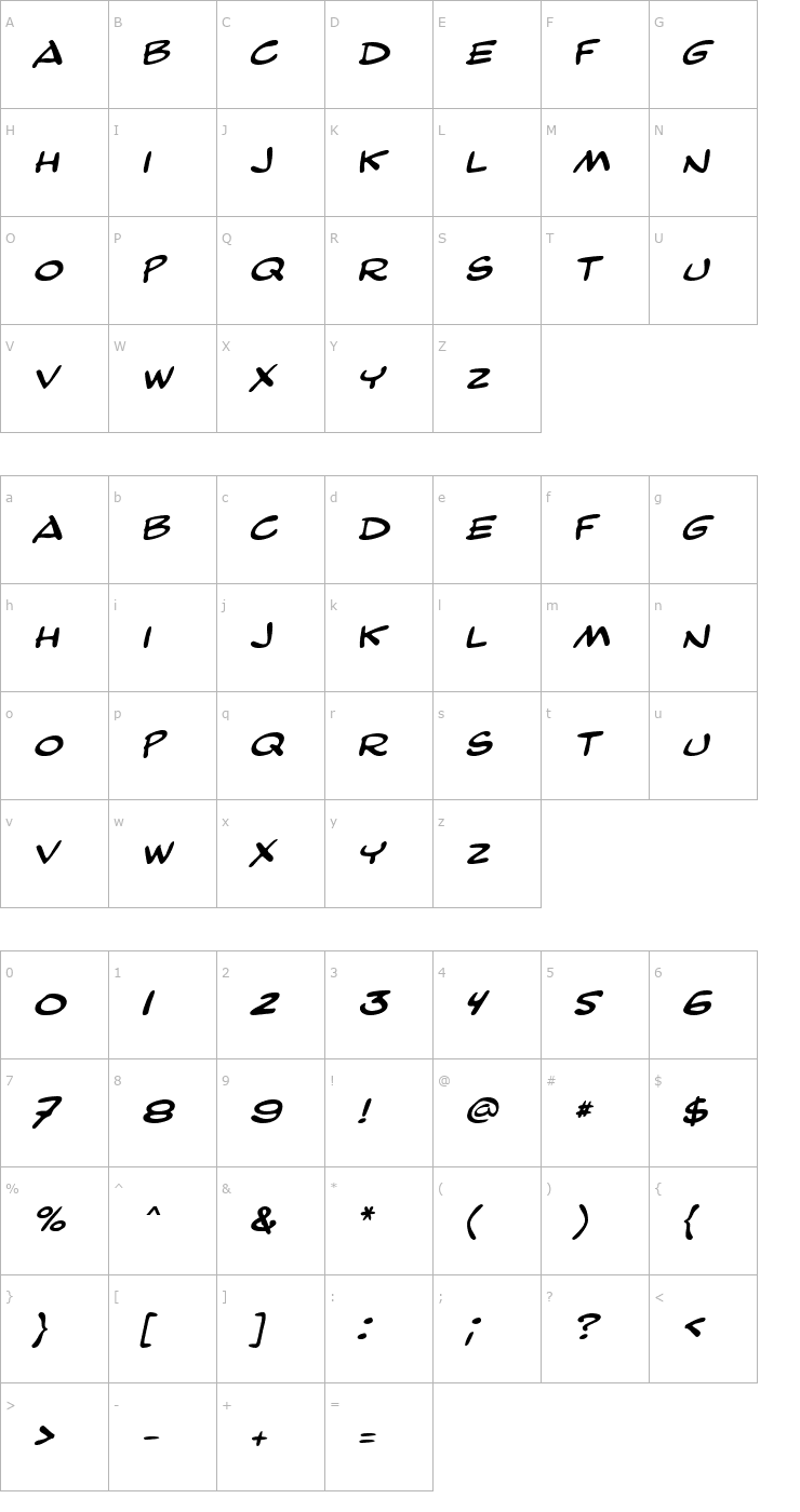 Character Map Beetle Italic Font