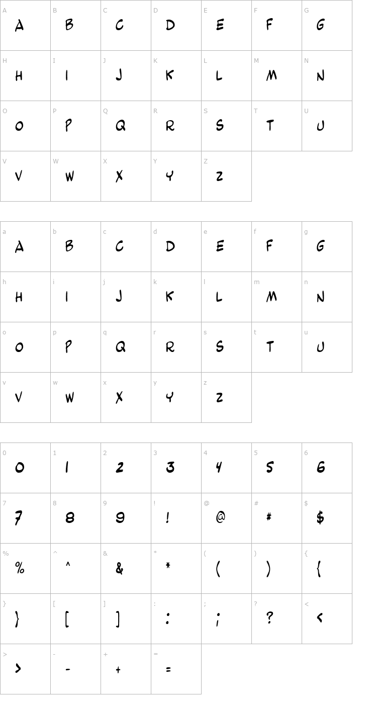 Character Map BeetleThin Font