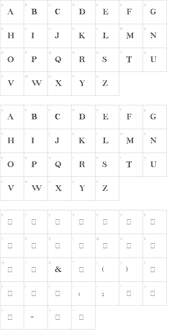 Character Map Beffle Medium Font