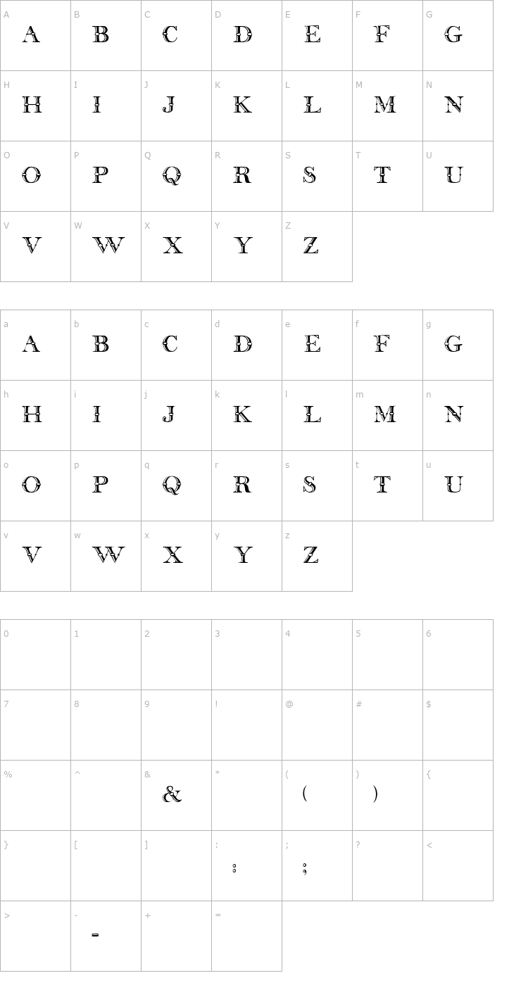 Character Map Beffle Regular Font