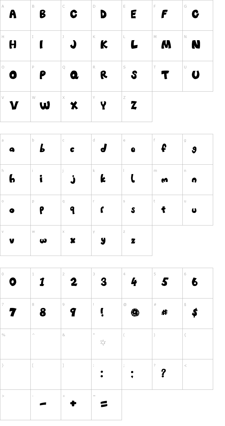 Character Map Before_Attack Font