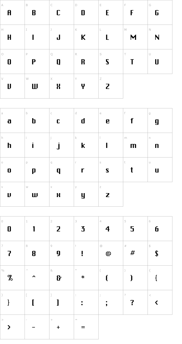 Character Map Beijing Regular Font