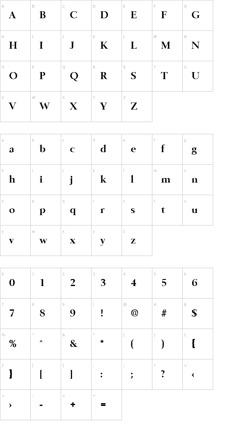 Character Map Belfast-Bold Font
