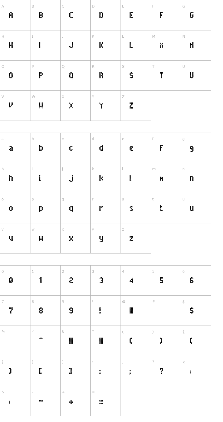 Character Map Belfast Font