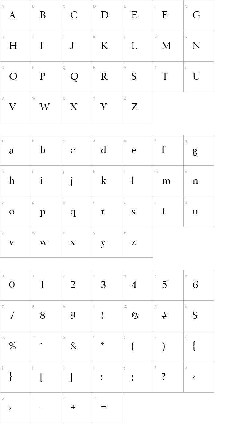 Character Map Belfast-Regular Font